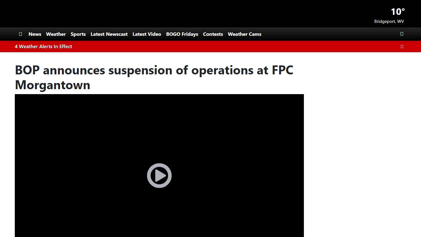 BOP announces suspension of operations at FPC Morgantown